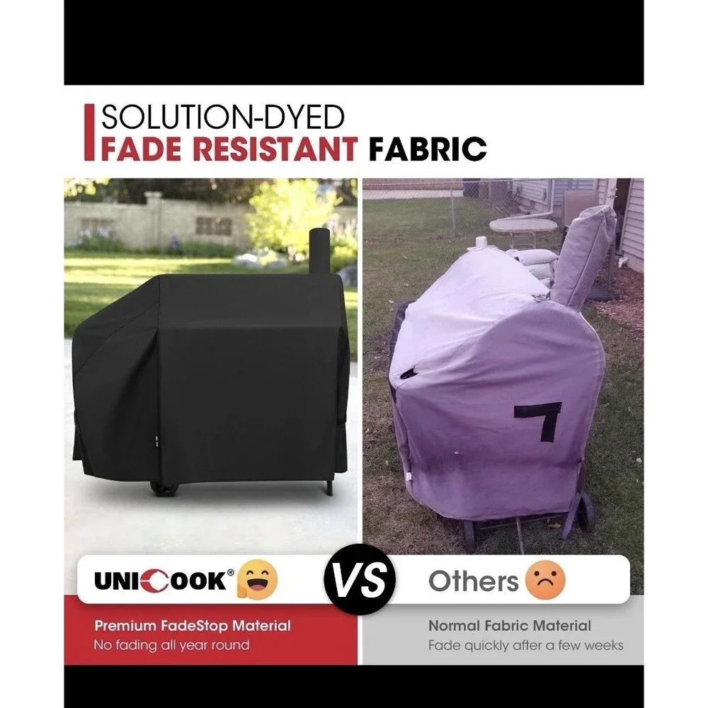 Unicook Offset Smoker Cover 60 In Outdoor Heavy Duty Waterproof Charcoal Opened